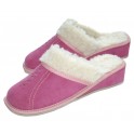 Women's Sheepskin - Sheep's Wool and Soft Pink Suede Mules 