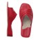 Peep Toe Wedge Heel Red Leather Sandals