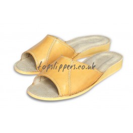 Leather peep best sale toe mules