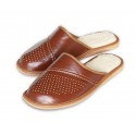 Brown Leather Men's Sheep's Wool Slippers SALE