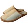 Tan-Beige Leather Large Size XL House Shoes Slipper